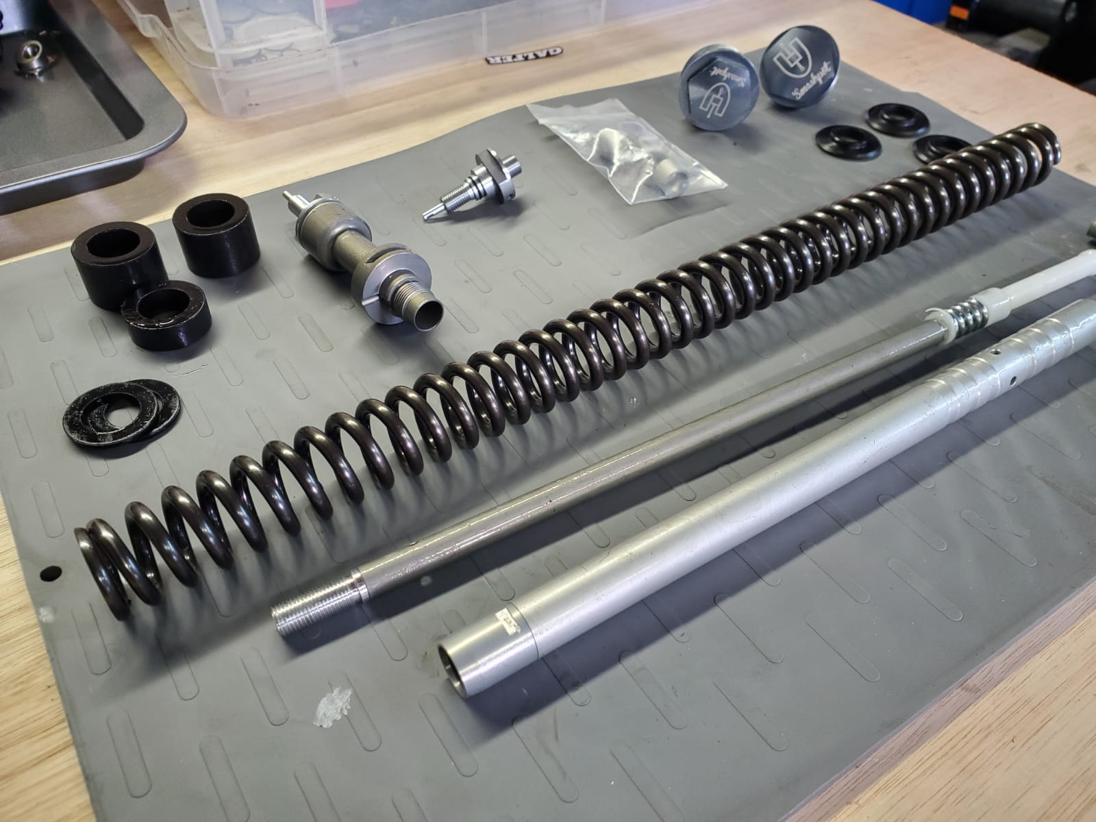 Complete coil shock assembly with spring and components